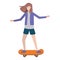 Young woman with skateboard avatar character
