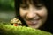 Young woman and snail