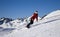 Young woman on snowboard