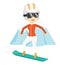 Young woman snowboarding vector illustration.