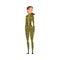 Young Woman Soldier or Officer in Camouflage Combat Uniform, Professional Military Female Character Vector Illustration