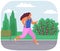 Young woman in sports wear running or jogging. Workout excercise. Runner fat girl doing sprint