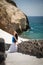 Young woman on the stairs, Santorini