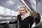 Young woman standing at the escalator in Vienna subway