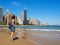 Young woman staring at the Chicago Skyline