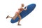 Young woman with a surfboard running