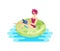Young woman swimming inflatable ring rest, read book cartoon vector