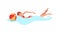 Young woman swims in the pool cartoon vector illustration