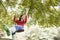 Young woman on swing