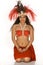 Young woman in Tahitian feather headdress