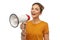 Young woman or teenage girl with megaphone