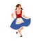 Young Woman in Traditional Dirndl Dress Dancing Vector Illustration