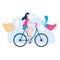Young woman training bicycle, outdoor park physical activity, character female healthy body workout cartoon vector