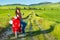 Young woman traveling in tuscany