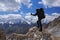 Young woman trekking in mountain