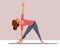 Young Woman in Triangle Yoga Pose Vector Illustration