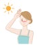 Young woman and ultraviolet rays illustration. Beauty and health care concept