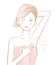 Young woman with underarm odor. health care and beauty concept