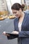 Young Woman Using Tablet Computer in New York City