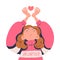 Young Woman Volunteer Raising Hands Showing Heart Sign Vector Illustration