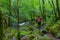 Young woman walking in the Draynes Wood