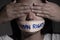 Young woman was close eyes by hands and wrapping her mouth by adhesive tape with Human Rights text, Concept freedom of speech,