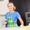 Young woman washing house