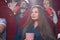 Young woman watching a movie at the cinema