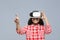 Young Woman Wear Virtual Reality Digital Glasses African American Girl Happy Smile