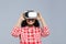 Young Woman Wear Virtual Reality Digital Glasses African American Girl Happy Smile