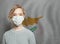 Young woman wearing a face mask with Cyprus  flag. Flu epidemic and virus protection concept