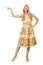 Young woman wearing long summer dress isolated on