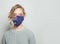 Young woman wearing a protective mask with national flag australia. Flu epidemic and virus protection concept