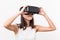 Young Woman Wearing Virtual Reality Headset