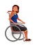 Young woman in wheelchair flat vector illustration. Sad disabled, handicapped girl cartoon character. Lonely depressed