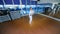 Young woman in white kimono practice the karate in the gym