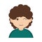 Young woman wink gesture and curly hair cartoon flat icon