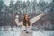 Young woman winter portrait. Woman winter portrait. Season of Winter. Outdoors.