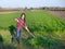 Young woman working in the field