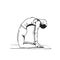 Young woman in yoga pose Ustrasana, camel pose hand drawn sketch. Yoga vector illustration. Vector