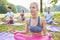 Young woman in yoga workshop