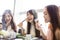 Young Women group Eating hot pot