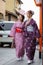 Young women in kimono dress