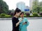 Young women and older women are using mobile phones and WeChat