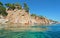 Young women paddle a kayak Mediterranean sea Spain