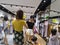 Young women are shopping for clothes during the night at the clothing store