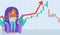 Young women trading stocks market on laptop  get profits,Candlestick graph buy and sell sign, young girl  investing concepts,