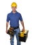 Young worker man with tool box