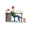Young worker on a workplace a vector illustration