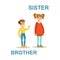 Younger Brother And Older Sister, Happy Family Having Good Time Together Illustration